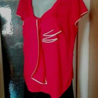 Червена блуза с красива яка❤🍀М/L,L❤🍀арт.535, снимка 2 - Корсети, бюстиета, топове - 29372960