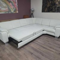 Светло кремав ъглов диван от плат с функция сън и чекмедже КS4815, снимка 5 - Дивани и мека мебел - 44245239