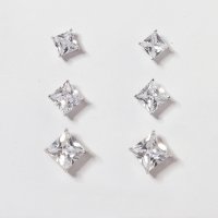 Сет сребърни ромбоидни обеци с кристали 294, снимка 5 - Обеци - 32181332