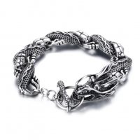 Викингска гривна дракон медицинска стомана, снимка 1 - Гривни - 37346123