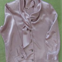  Дамска блуза сатен цвят пепел от рози, размер XL, снимка 2 - Блузи с дълъг ръкав и пуловери - 34095522