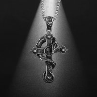 Медальон кръст със змей, снимка 2 - Колиета, медальони, синджири - 39446847
