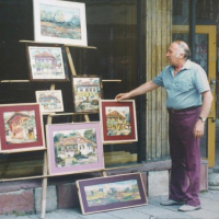 Картина, стара къща в Карлово, 1993 г., худ. Димитър Пачов, снимка 4 - Картини - 44605894