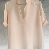 COS Швеция интересна блуза кроп-камбанка кайсиев цвят, снимка 1 - Корсети, бюстиета, топове - 42363326