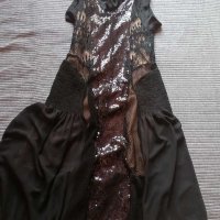DOLCE DOMENICA уникална дълга рокля #пайети #мрежа #размер М, снимка 3 - Рокли - 29649077