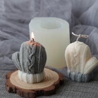 3D Плетена зимна ръкавица силиконов молд форма калъп фондан шоколад гипс сапун декор свещ, снимка 2 - Форми - 23672738