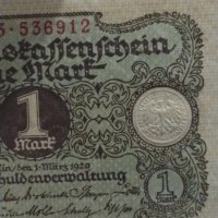 Рядка банкнота една марка 1920 година Германия с червен печат за колекция - 18854, снимка 2 - Нумизматика и бонистика - 31186585