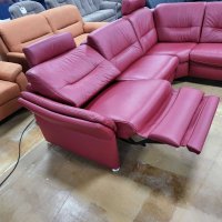 Червен кожен ъглов диван "HUKLA HU-SF15058" с ел.релакс, снимка 2 - Дивани и мека мебел - 39688909