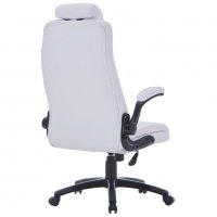 Бял въртящ се стол от изкуствена кожа, регулируем, снимка 3 - Столове - 38005944