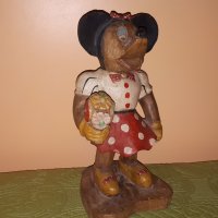 Много стара дървена фигура на Мини Маус от 30-те години на миналия век, снимка 1 - Антикварни и старинни предмети - 34224756