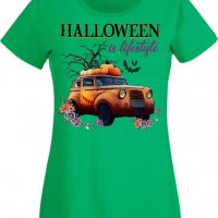 Дамска тениска Halloween is Lifestyle,Halloween,Хелоуин,Празник,Забавление,Изненада,Обичаи,, снимка 6 - Тениски - 38146751