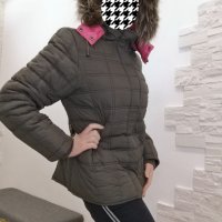 Дамско зимно яке с качулка естествена кожа, Authentic, 44 размер, XL, снимка 1 - Якета - 36211986
