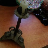 Свещник ковано желязо, снимка 2 - Антикварни и старинни предмети - 36947501