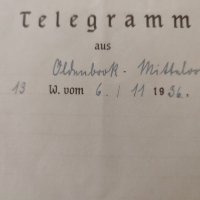 Стара немска телеграма от 1936 година, снимка 2 - Антикварни и старинни предмети - 39445742