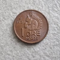 Монета. Норвегия. 1 оре. 1972 година. Рядка., снимка 2 - Нумизматика и бонистика - 42314982