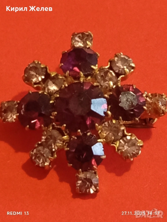 АНТИКВАРНА БРОШКА с БОХЕМСКИ ГРАНАТ ЛУКС ПОДНЕСЕН АРИСТОКРАТИЧНО 52234, снимка 1