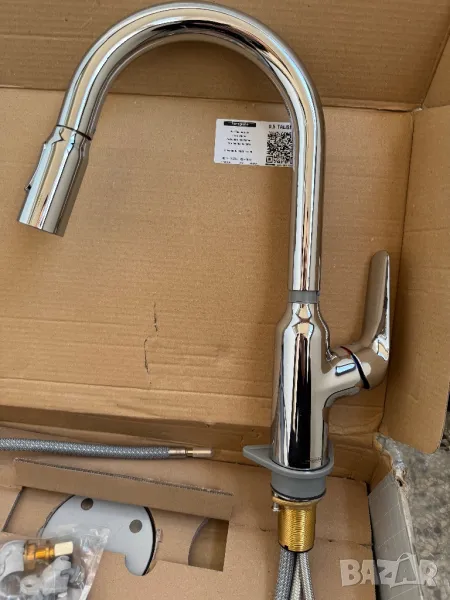 Стилен Кухненски Смесител Focus M42 - Hansgrohe 71821000, Хромиран и С Издърпващ Се Чучур!, снимка 1