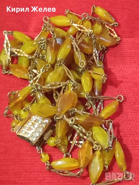 СТАРИННА АРТ ДЕКО ОГЪРЛИЦА от МУРАНО и БРОНЗ ЦВЕТНО ВЕНЕЦИАНСКО СТЪКЛО РЕТРО АРТ БИЖУ РЯДКО 24328, снимка 1