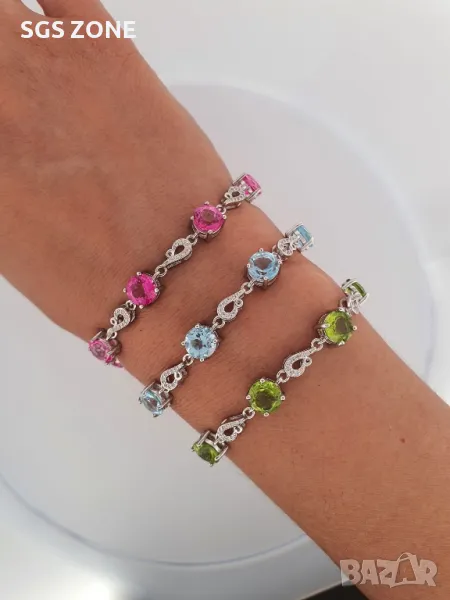 Сребърна Гривна с Топаз и Перидоти, снимка 1