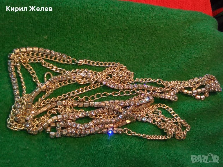 ЕФЕКТНА ПОСРЕБРЕНА КРИСТАЛНА ОГЪРЛИЦА КОЛИЕ ГЕРДАН ВИНТИДЖ СТИЛ 38612, снимка 1