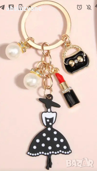 Ключодържател Дама, чанта и червило, снимка 1