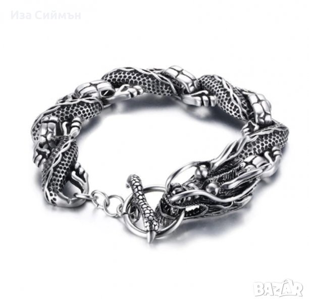 Викингска гривна дракон медицинска стомана, снимка 1