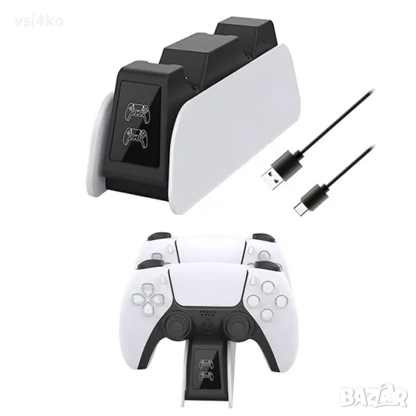 Двойна зарядна станция за PlayStation 5 контролери, снимка 1