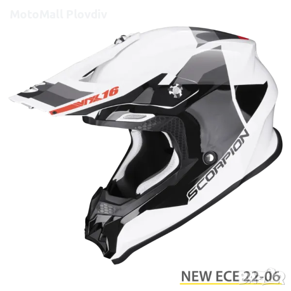 Крос В наличност Каска SCORPION VX-16 EVO AIR SPECTRUM White-Silver, снимка 1
