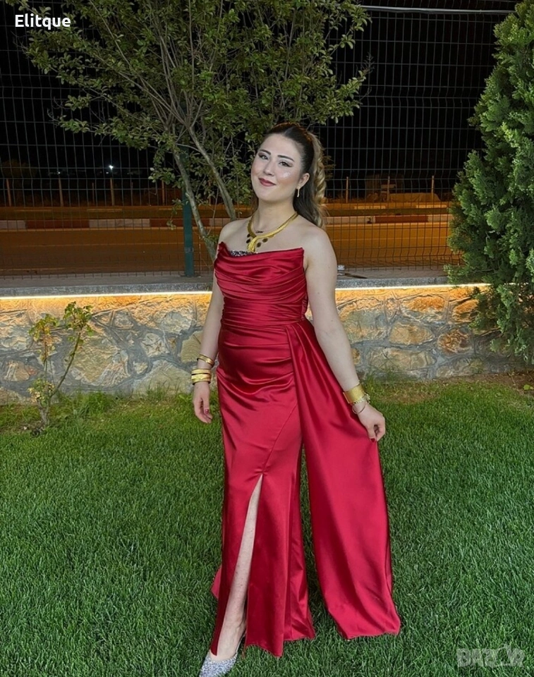 ⭐️Дълги сатенени рокли с цепка, снимка 1