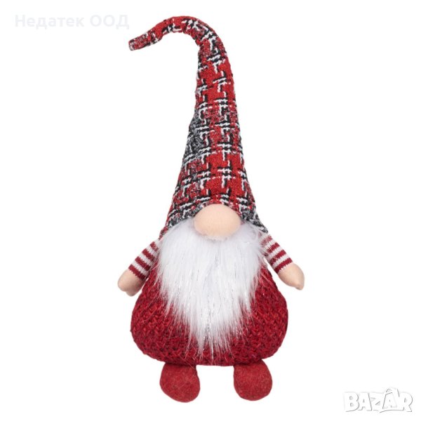Коледна фигура, Гном с карирана шапка, 44 см, снимка 1
