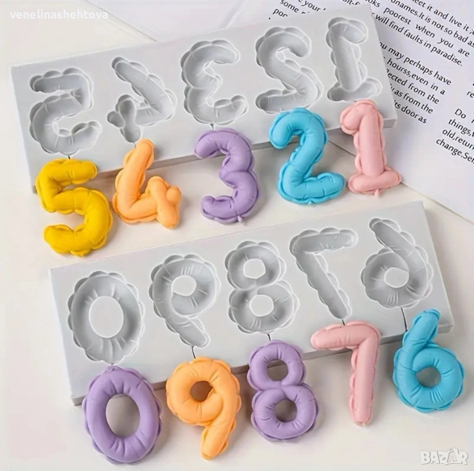 Комплект 2 броя цифри числа 0-9 силиконов молд за шоколад фондан за декорация на торта , снимка 1