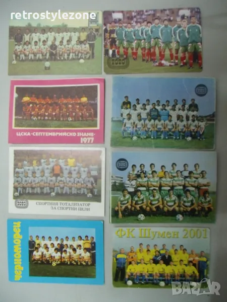 № 7859 лот - 8 броя стари календарчета   - футболни отбори , снимка 1