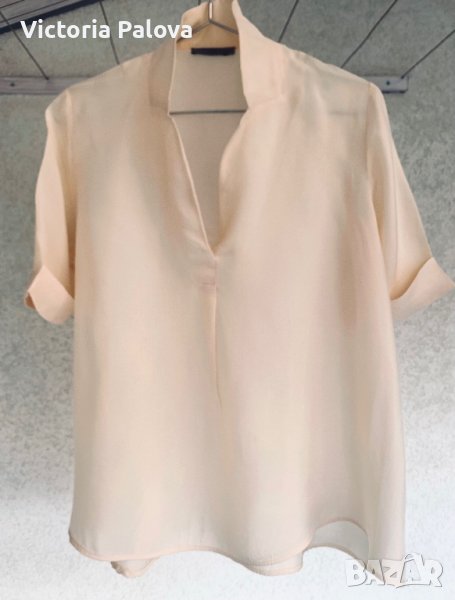 COS Швеция интересна блуза кроп-камбанка кайсиев цвят, снимка 1