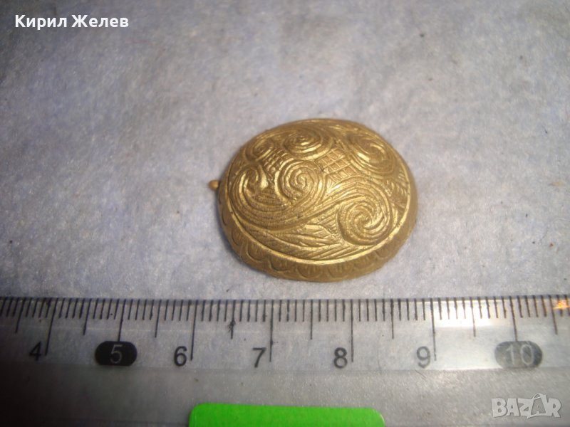 СТАРО ЕТНОГРАФСКО УКРАШЕНИЕ БРОНЗ с ЖИВАЧНА ПОЗЛАТА РЪЧНО ОРНАМЕНТИРАНО БИЖУ АПЛИКАЦИЯ НАКИТ 31387, снимка 1