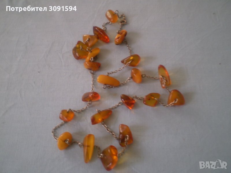 Дамско колие от естествен кехлибар и сребро, снимка 1