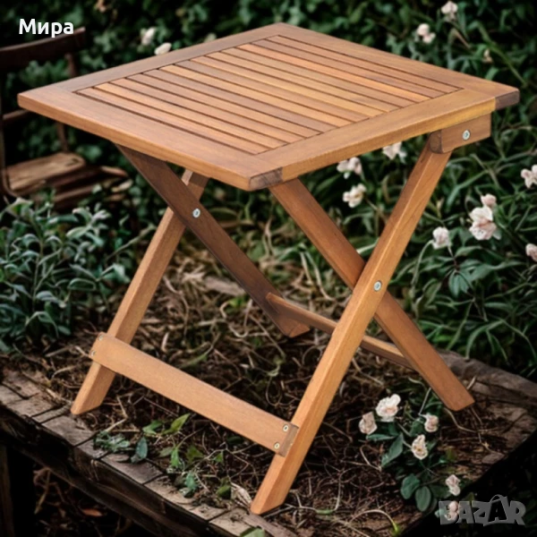 Маса сгъваема Muhler Meranti - 50x50xH68cm, дърво, снимка 1
