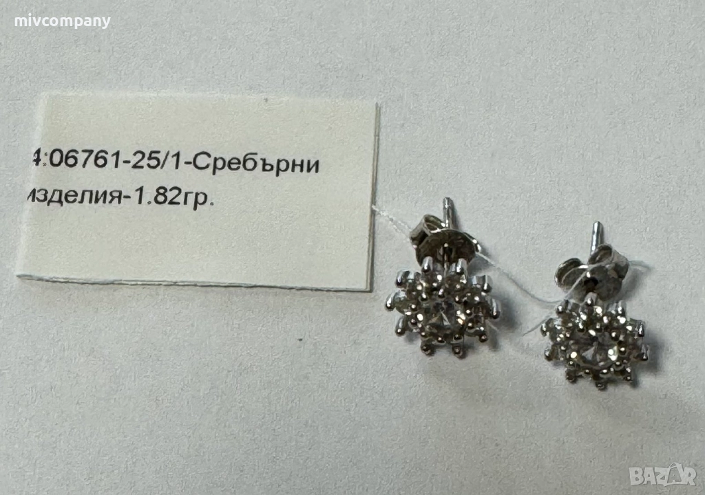 Сребърни обеци 1.82гр., снимка 1