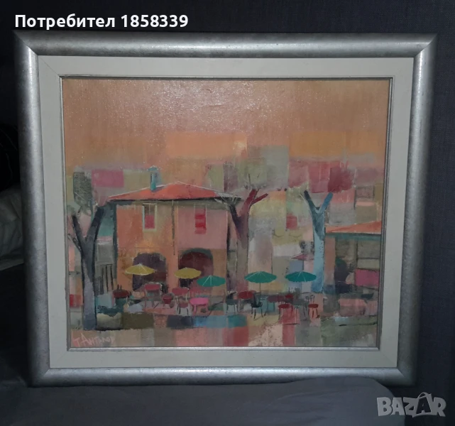 „Разходка из града; Стефан  Ангелов; Масло, снимка 1