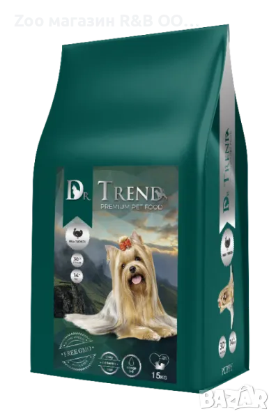 Dr. Trend Пълноценна суха храна за подрастващи кучета от всички породи с пуйка 15 кг., снимка 1