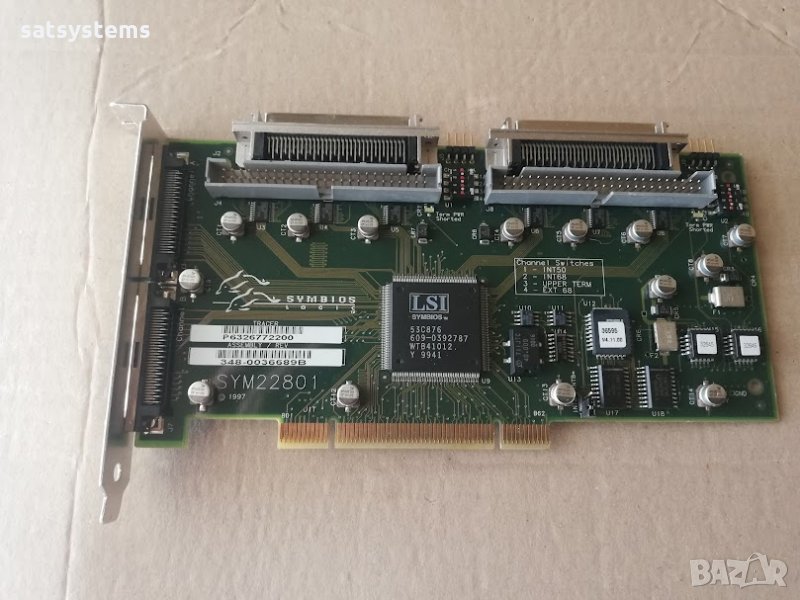 LSI Symbios Logic Dual Channel SCSI Controller Card SYM22801 PCI, снимка 1