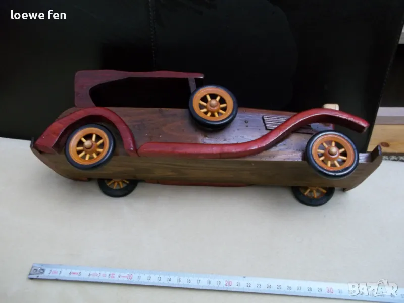 37 см Голяма декоративна дървена кола количка от дърво ! Декорация !, снимка 1