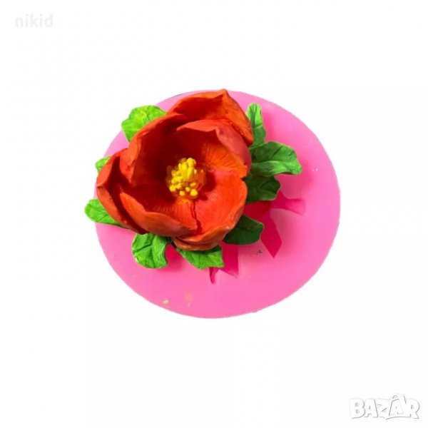 3D отворен мак силиконов молд форма фондан гипс сапун декор, снимка 1