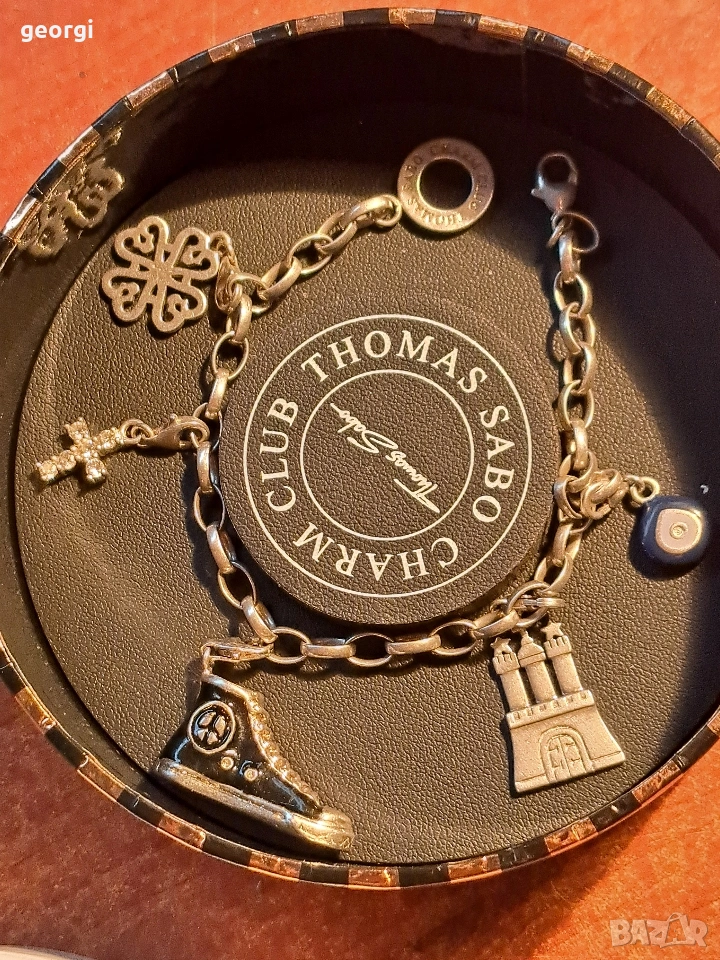 сребърна гривна Thomas sabo Charm club със 5 талисманчета , снимка 1