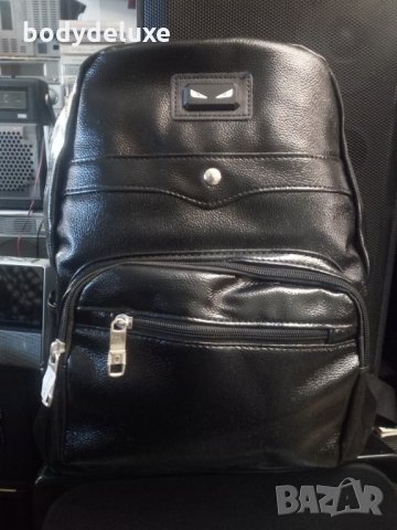 черна кожена раница, снимка 3 - Раници - 16558178