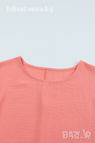 Дамска блуза в цвят корал с ефектна кройка, снимка 16 - Други - 42766706