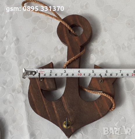 Стенна дървена закачалка за ключове, дърво котва, морска, снимка 7 - Други - 39886951