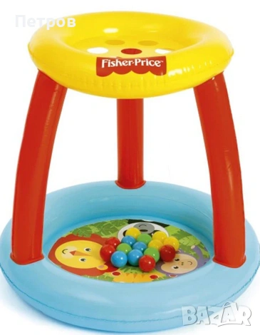 Кът за игра Bestway, Fisher-Price Animal Friends Ball Pit, Надуваем, 89 x 89 x 84 см, снимка 2 - Надуваеми играчки - 53327262