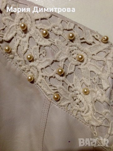 Яке тип бомбер с дантела и перли, снимка 4 - Якета - 38056551