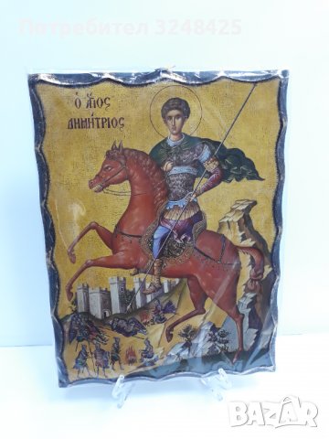 Голяма икона на Свети Димитър - ръчна изработка, снимка 10 - Икони - 37640280