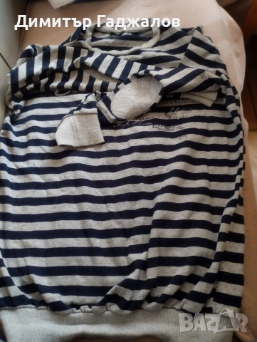 Мъжка раирана блуза с дълъг ръкав – Тъмносиньо и сиво